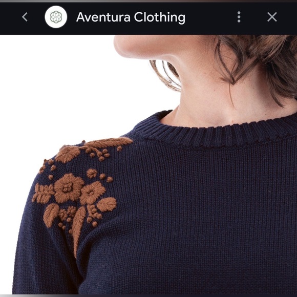 Aventura Sweaters - Aventura Women's Lindley Embroidered Sweater- Merino wool blend - Size Small